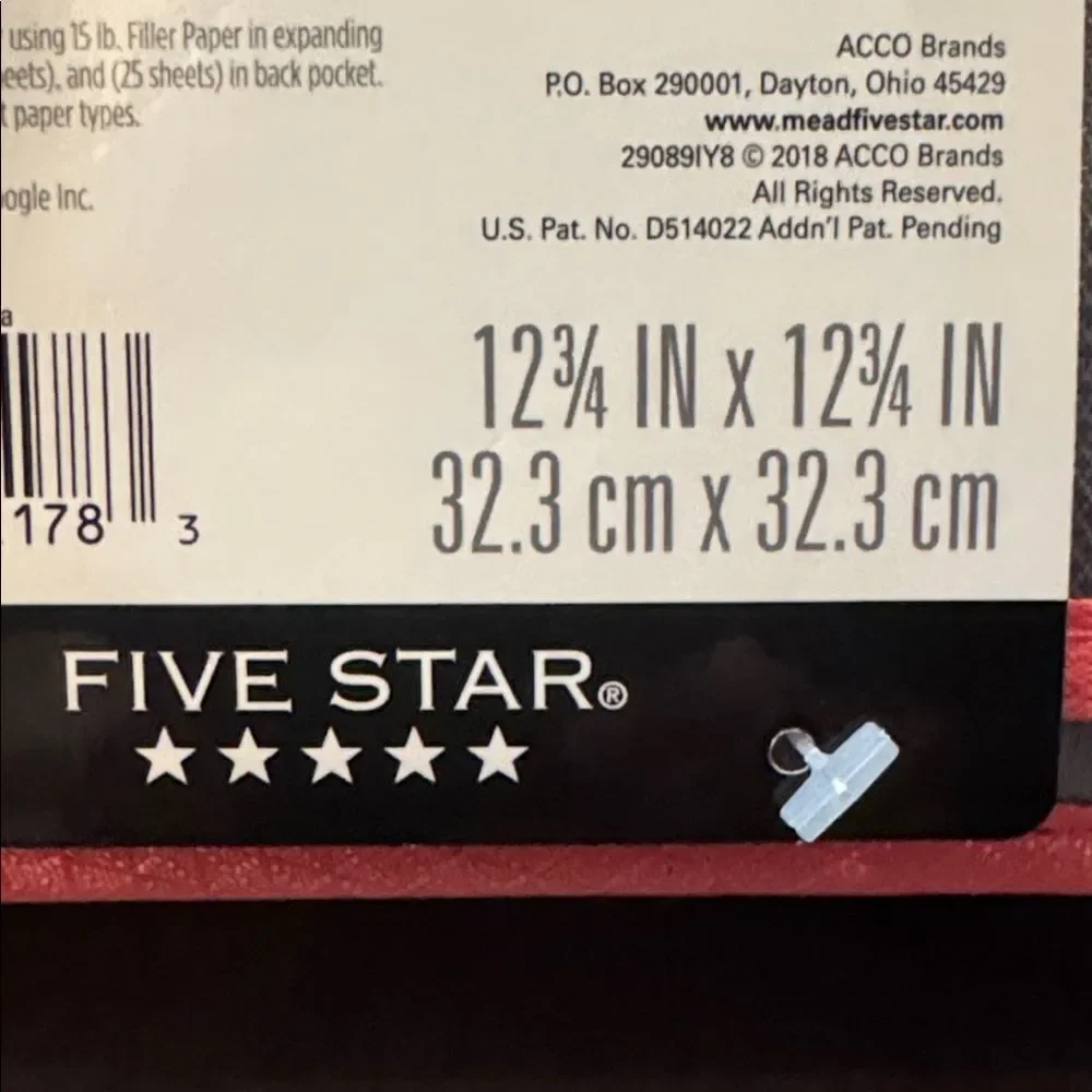 Mead Five Star Pink & Gray 3” 3-Ring Zipper Binder 850 Sheet Capacity NEW